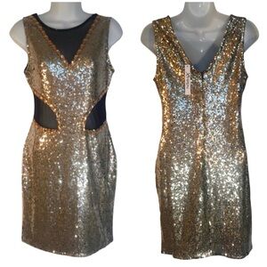 Xtaren Gold Sequin Party Dress
